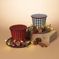 10.5"H B/O Lighted Holiday Plaid hat