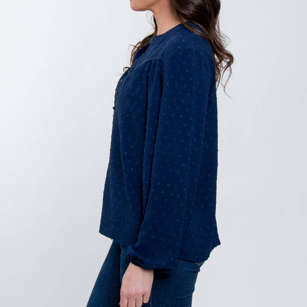 SALE - Perrie Swiss Dot Long Sleeve Peasant Blouse