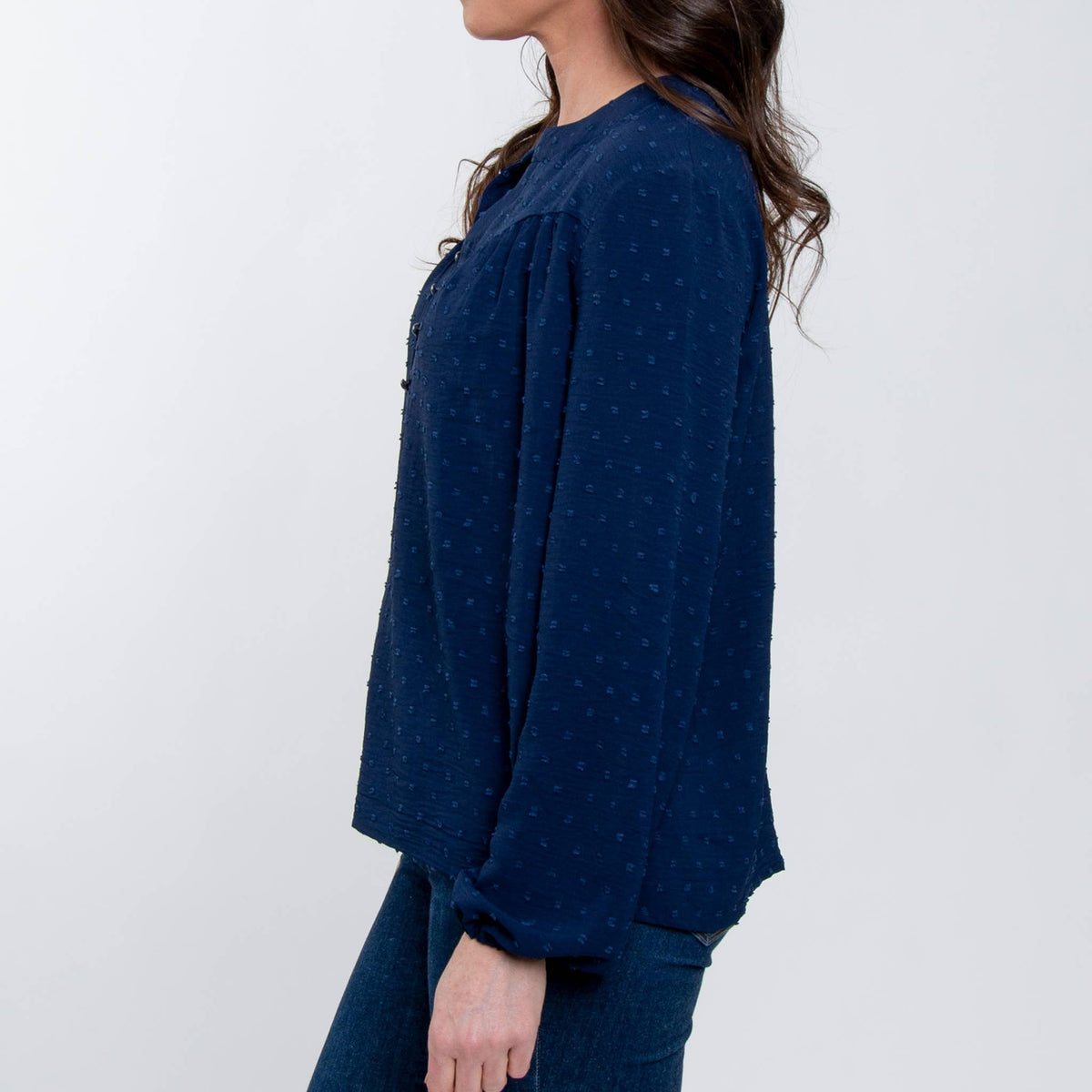 SALE - Perrie Swiss Dot Long Sleeve Peasant Blouse