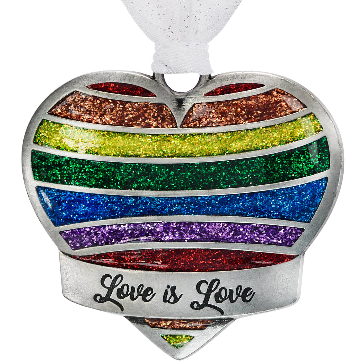 Rainbow Heart Christmas Ornament - Gay Pride