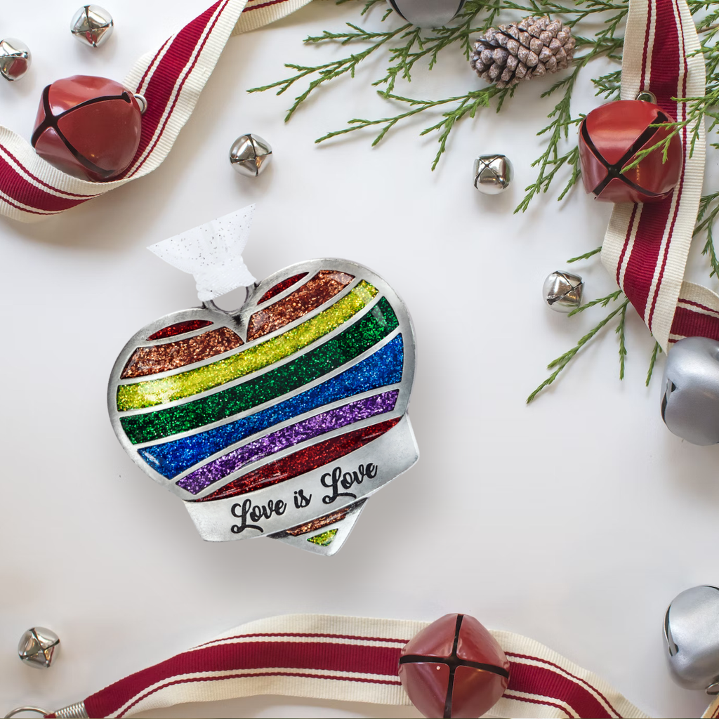Rainbow Heart Christmas Ornament - Gay Pride