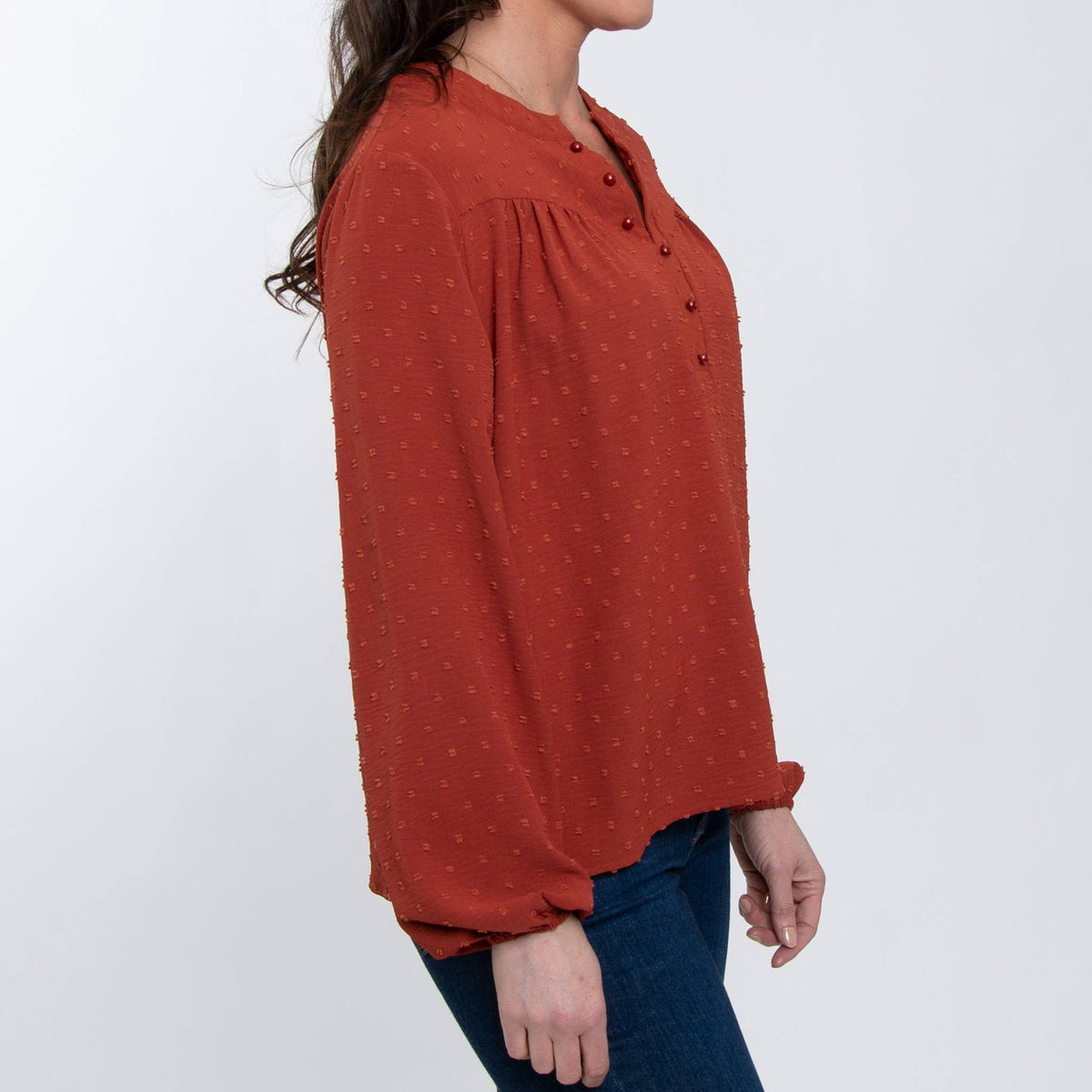 SALE - Perrie Swiss Dot Long Sleeve Peasant Blouse