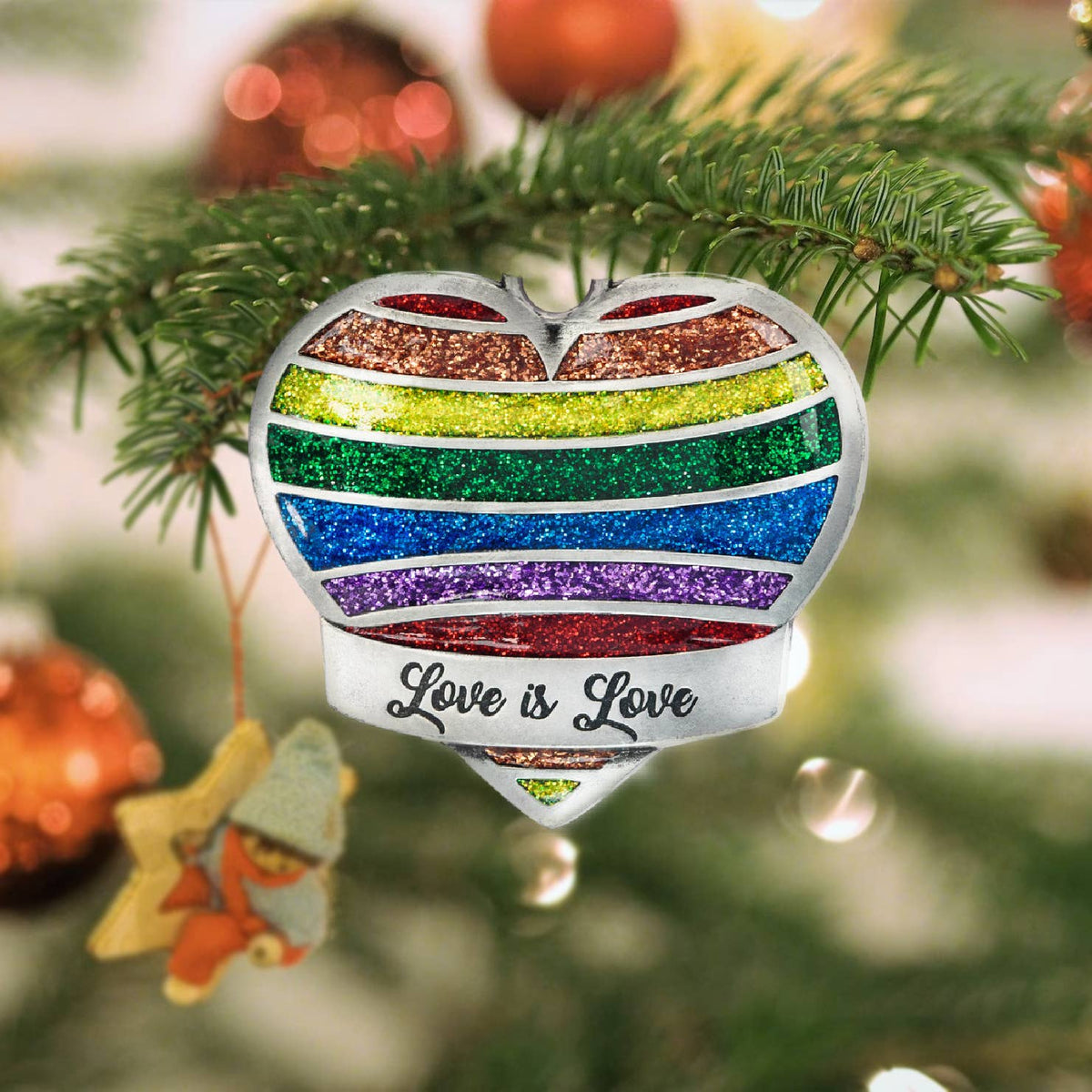 Rainbow Heart Christmas Ornament - Gay Pride