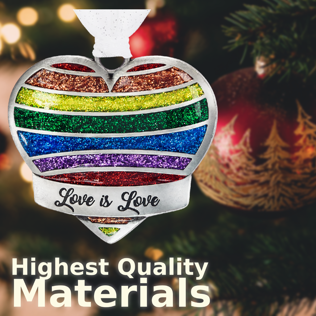 Rainbow Heart Christmas Ornament - Gay Pride
