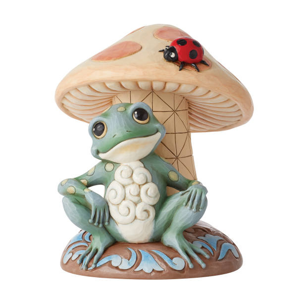 Frog Leaning on Mushroom