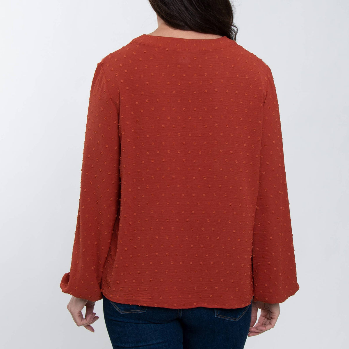 SALE - Perrie Swiss Dot Long Sleeve Peasant Blouse