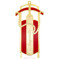 Gold Metal Sled Christmas Ornament with Red Detail