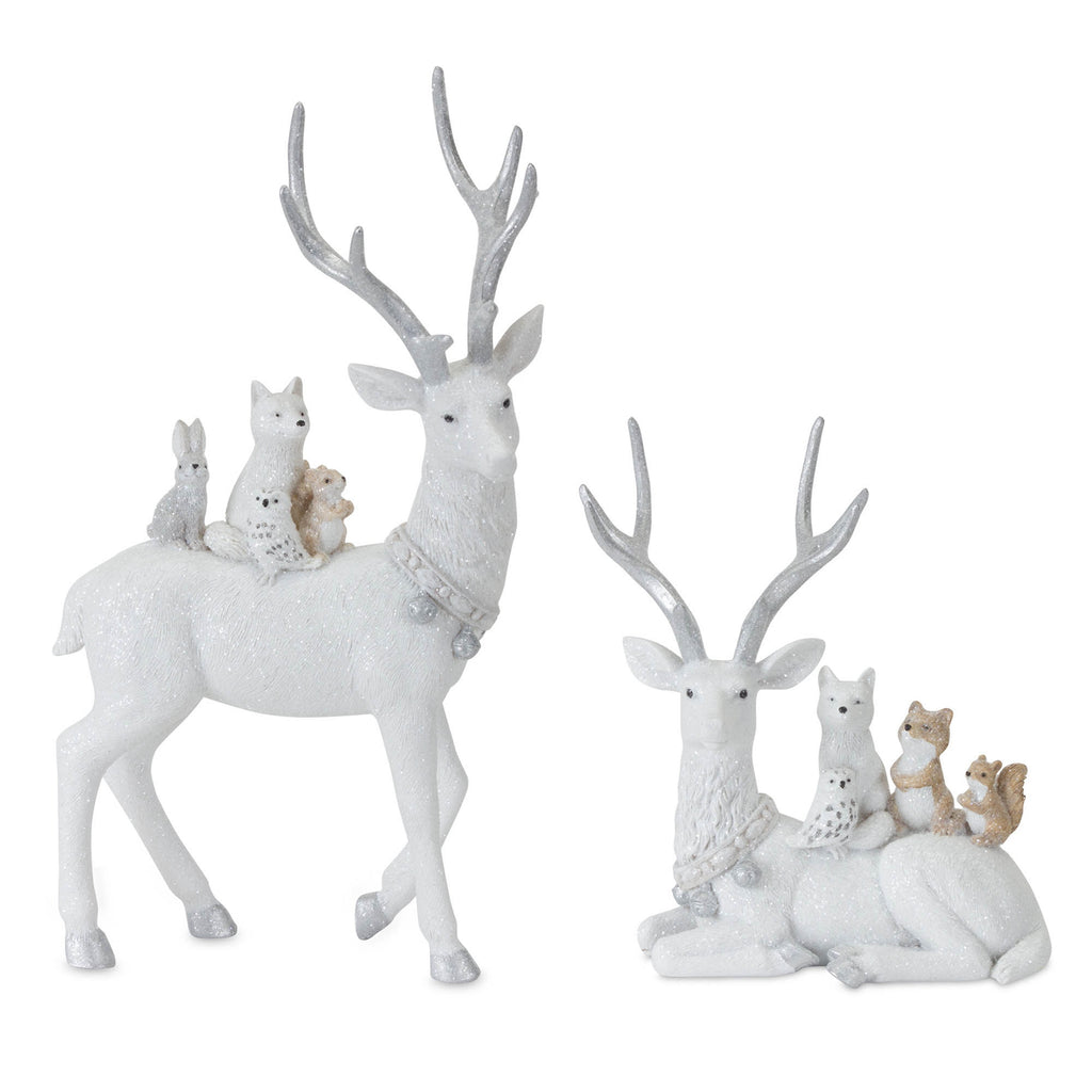 White Reindeer with small animals on back