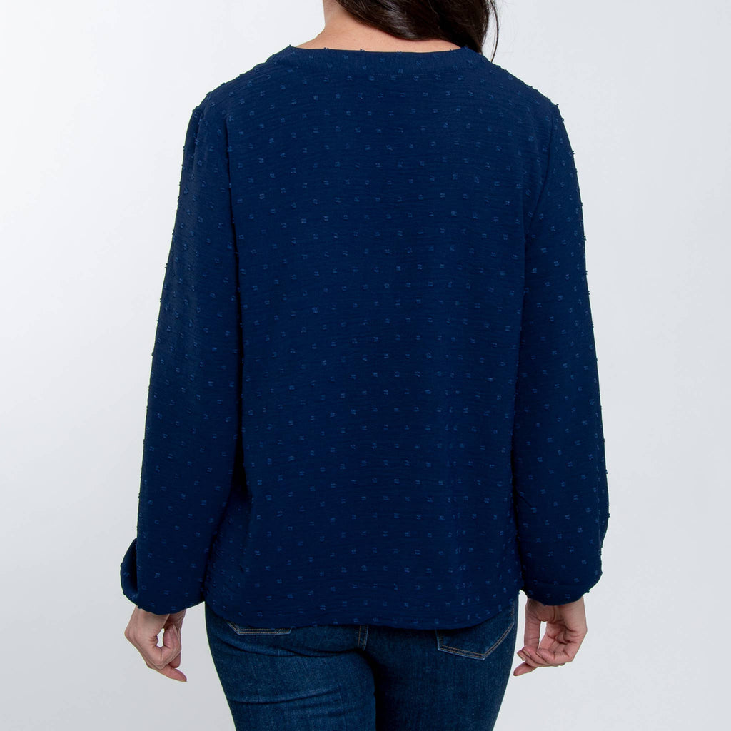 SALE - Perrie Swiss Dot Long Sleeve Peasant Blouse