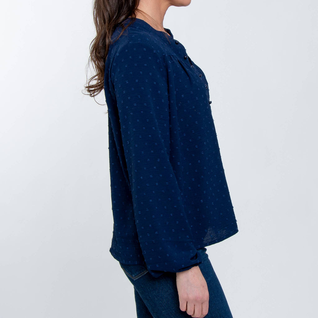 SALE - Perrie Swiss Dot Long Sleeve Peasant Blouse