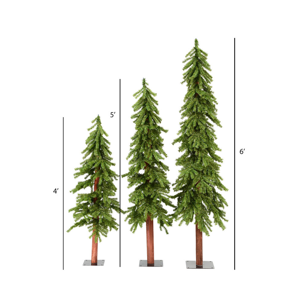 4' 5' 6' Natural Alpine Artificial Christmas Tree Set, Unlit