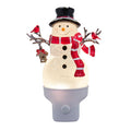 Snowman With Red Scarf & Cardinal Spinning Glitter LED Night Light