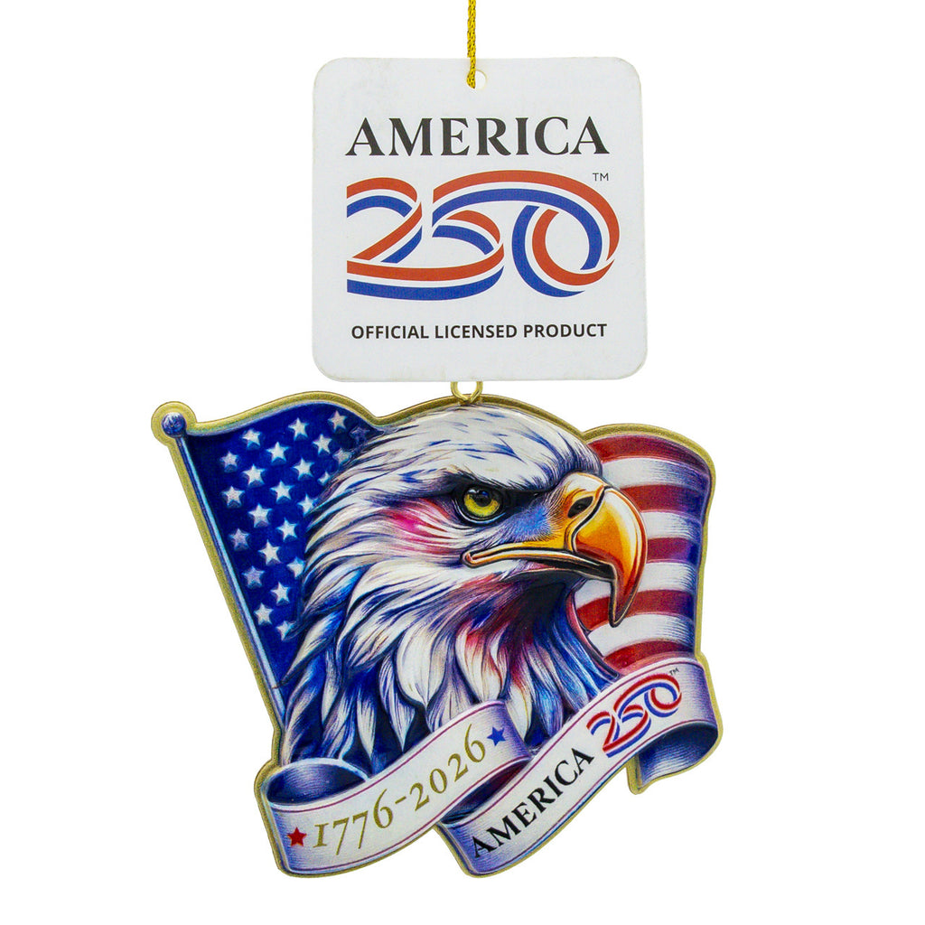 1776-2026 America 250th 3-D Eagle Head With Flag Ornament
