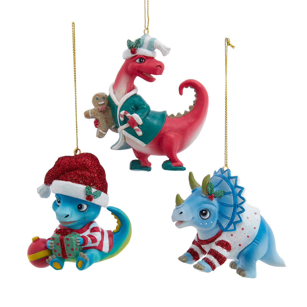 Dinosaur Pajama Ornaments, 3 Assorted