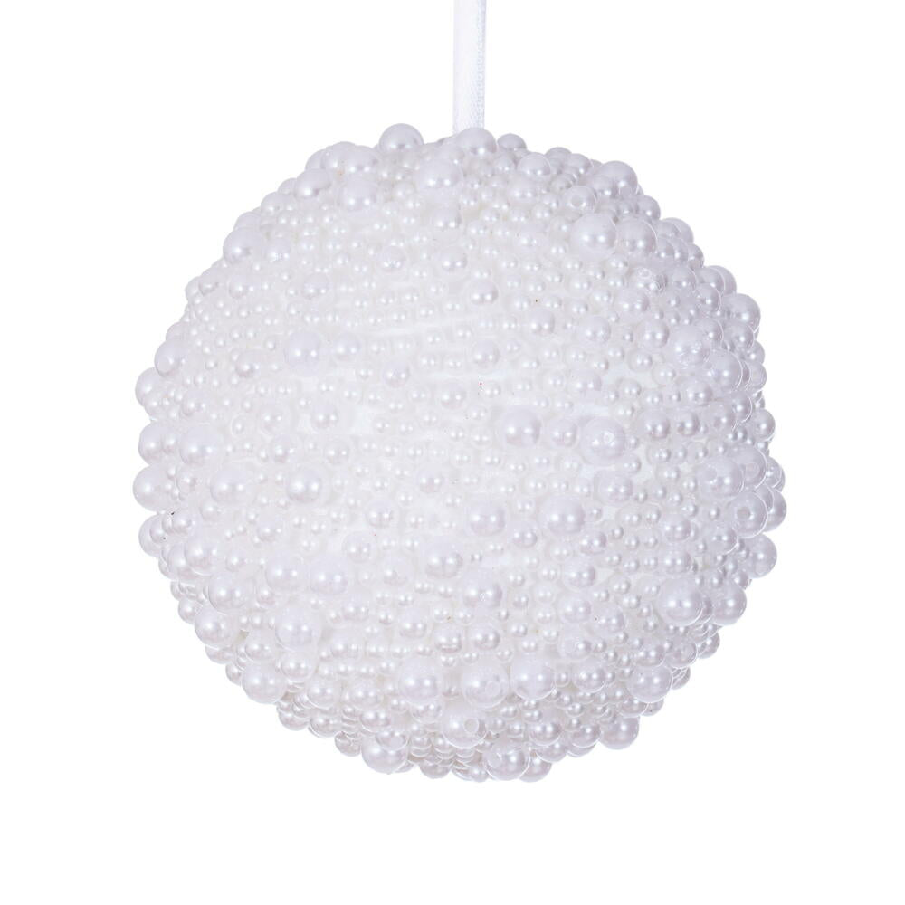 4" White Pearl Ball Ornament