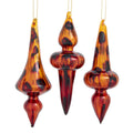 Glass Tortoise Shell Finial Ornaments, 2 Assorted