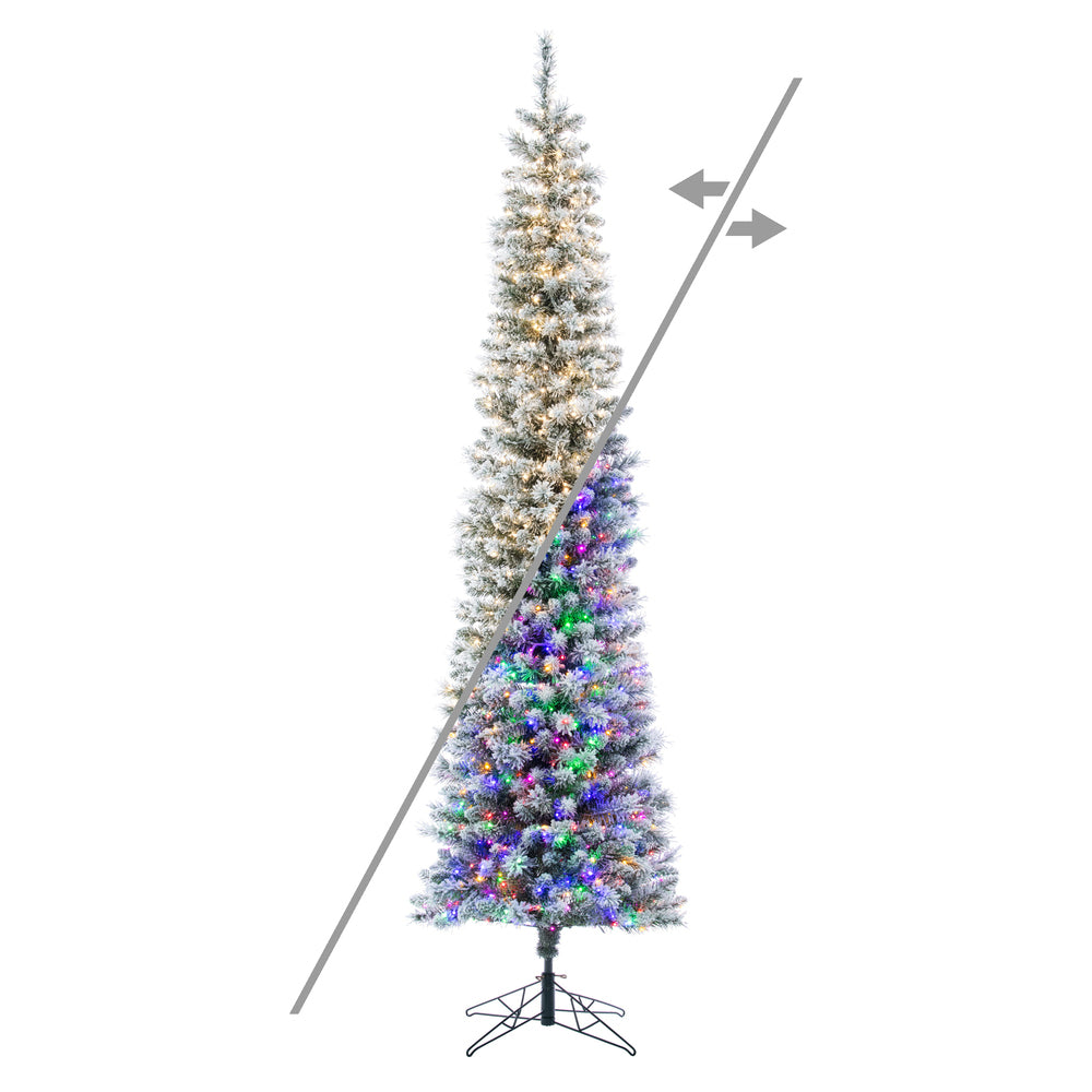6' x 19" Flocked Crest Pencil tree