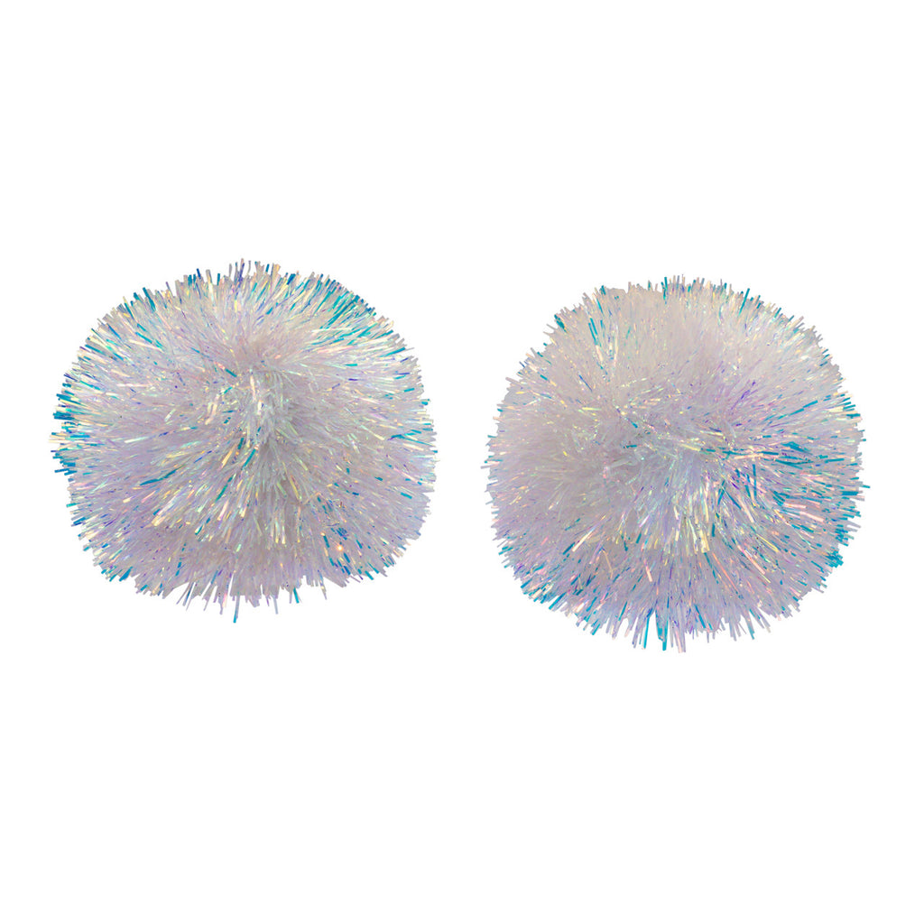 Iridescent Tinsel Ball Ornament Set, 2-Pieces