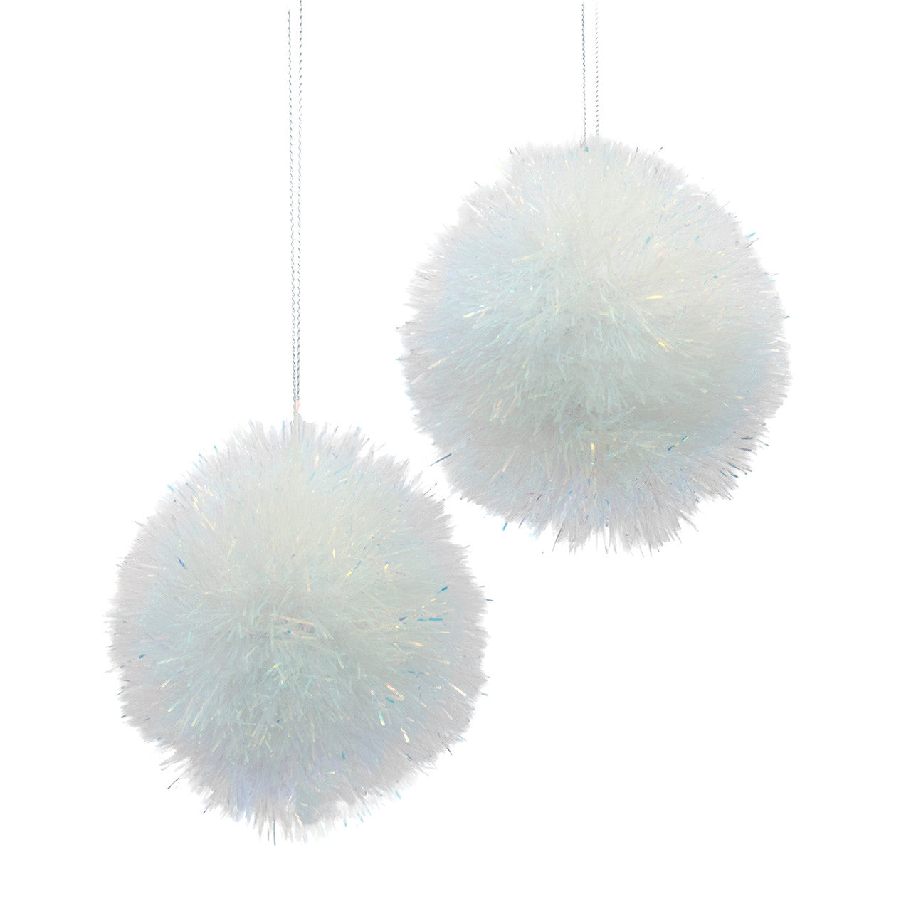 Iridescent Tinsel Ball Ornament Set, 2-Pieces