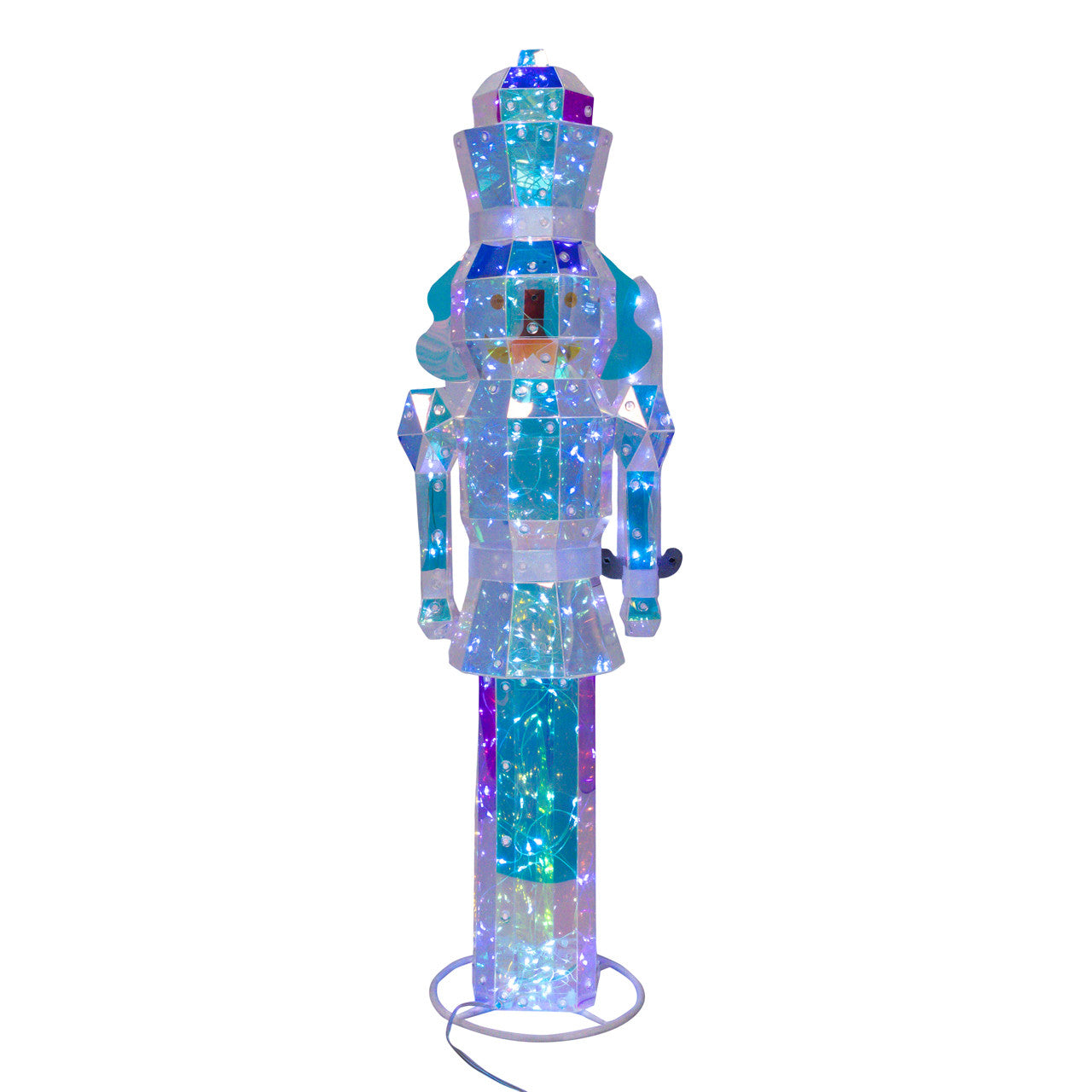 24" Clear Iridescent Cool White LED Lighted Nutcracker