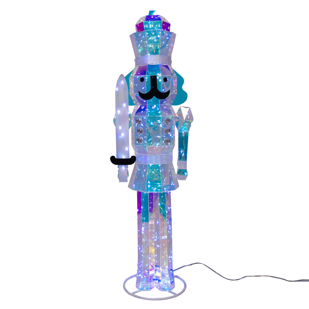 24" Clear Iridescent Cool White LED Lighted Nutcracker