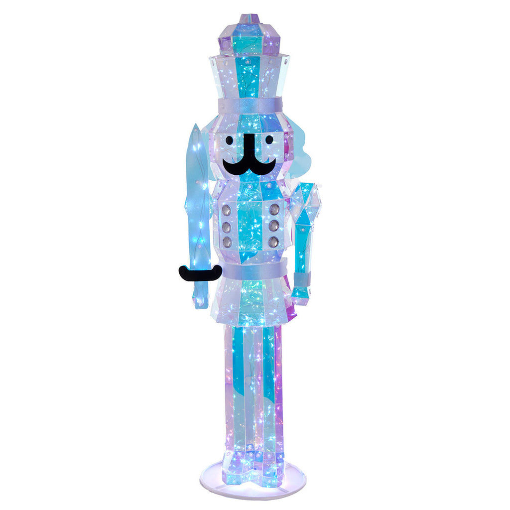 24" Clear Iridescent Cool White LED Lighted Nutcracker