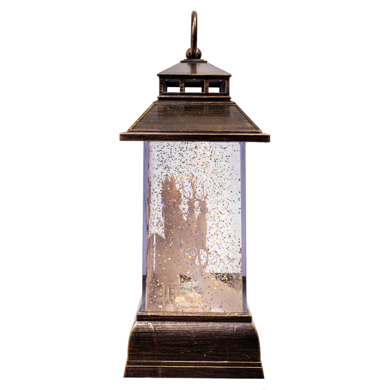 9" Battery Operated USB Lighted Santa With Swirling Glitter Water Lantern