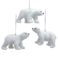 Furry Polar Bear Ornaments, 3 Assorted