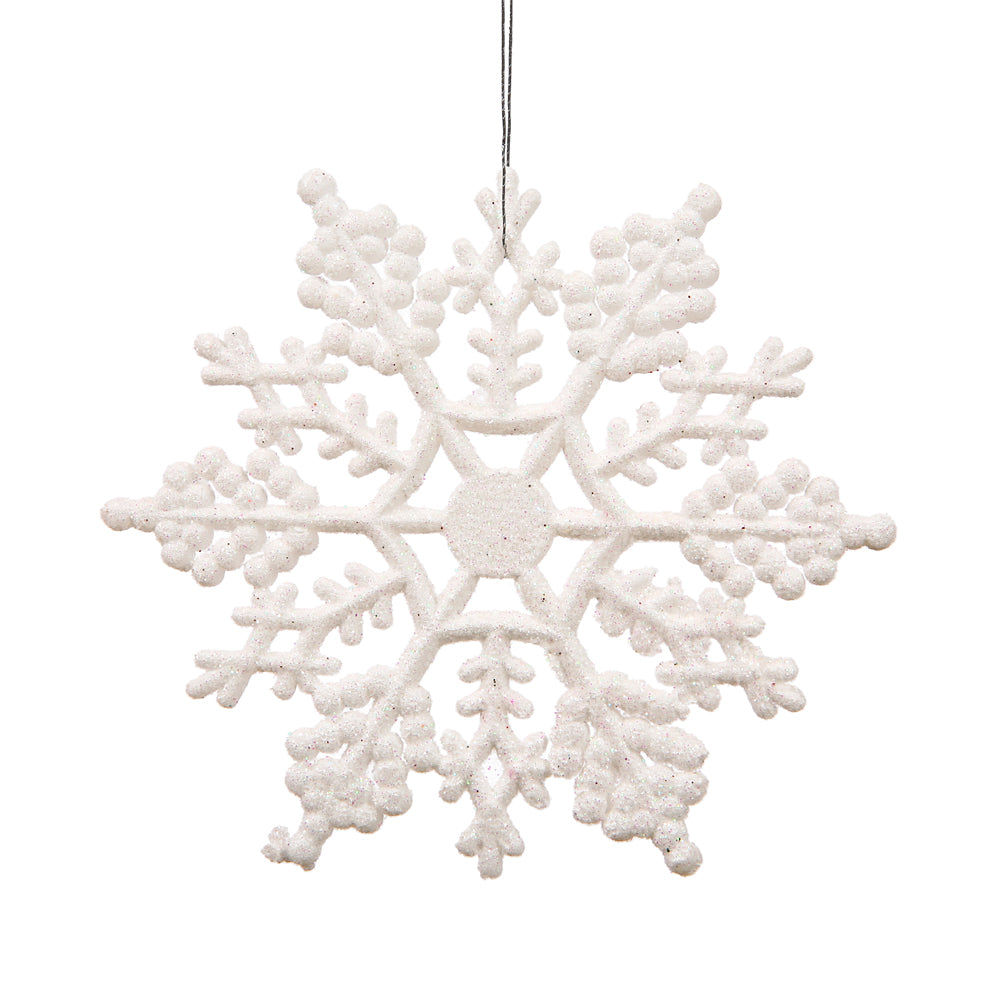 4" White Glitter Snowflake Christmas Ornament