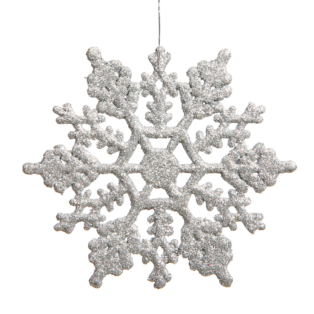 4" Silver Glitter Snowflake Christmas Ornament