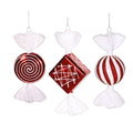 8" Red-White Shiny Peppermint Candy Christmas Ornament