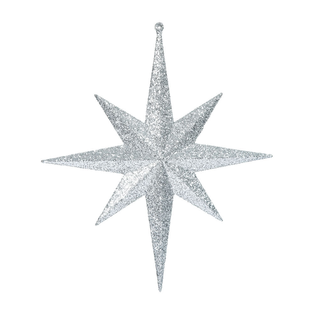 12" Silver Iridescent Glitter Bethlehem Star Christmas Ornament