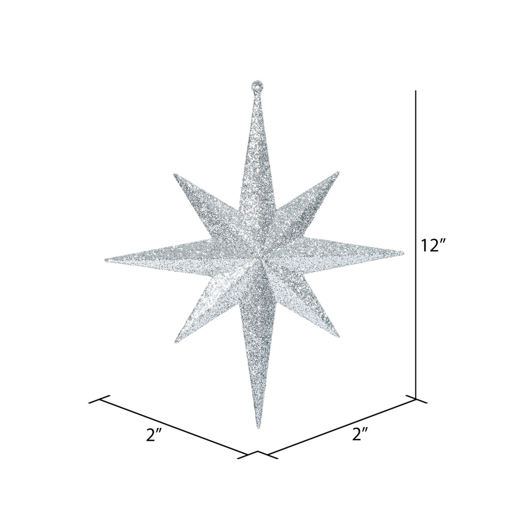 12" Silver Iridescent Glitter Bethlehem Star Christmas Ornament