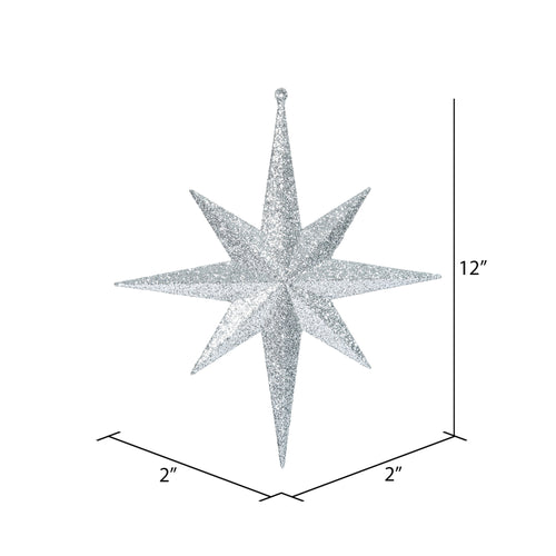 12" Silver Iridescent Glitter Bethlehem Star Christmas Ornament