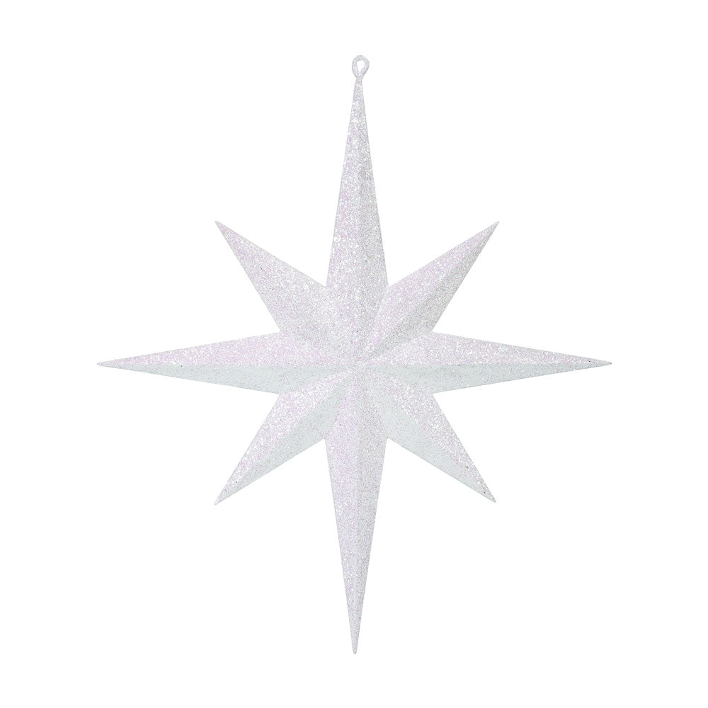 15.75" White Iridescent Glitter Bethlehem Star Christmas Ornament
