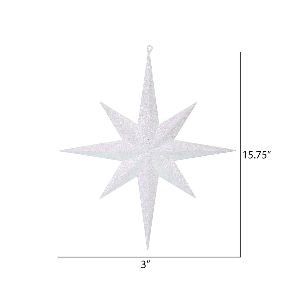 15.75" White Iridescent Glitter Bethlehem Star Christmas Ornament
