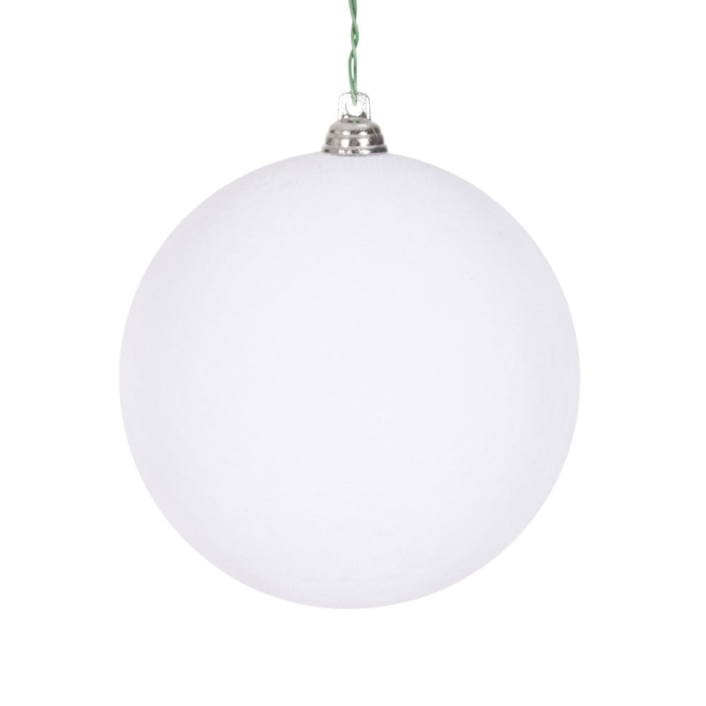 4" Flocked White Ball Orn