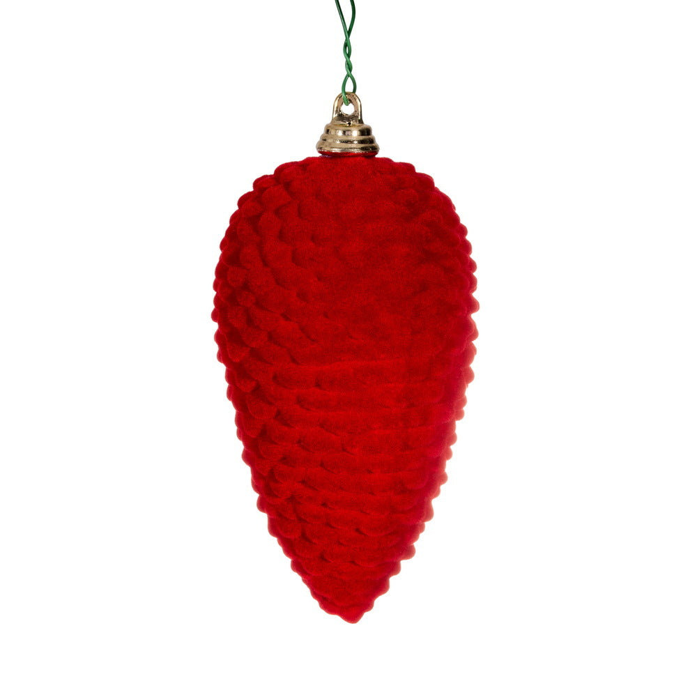 5" Red Flocked Pinecone Ornament