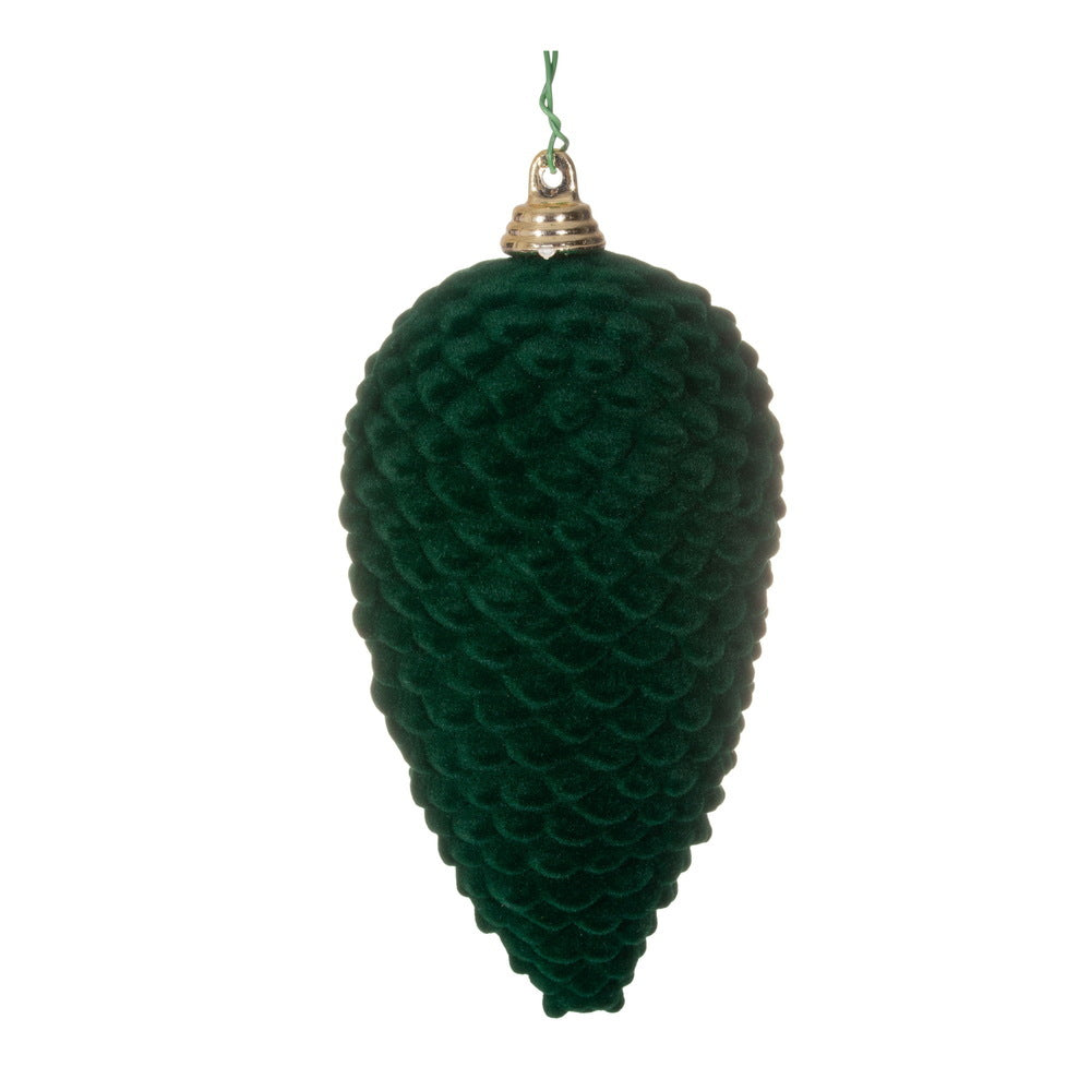 5" Emerald Green Flocked Pinecone