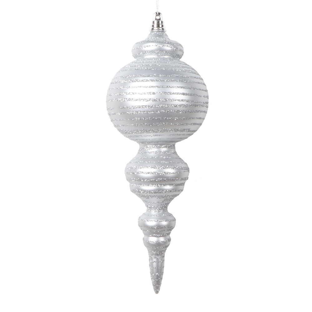 10" Matte Silver Finial Ornament