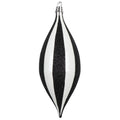 7" White/Black Glitter Lines Shuttle Ornament