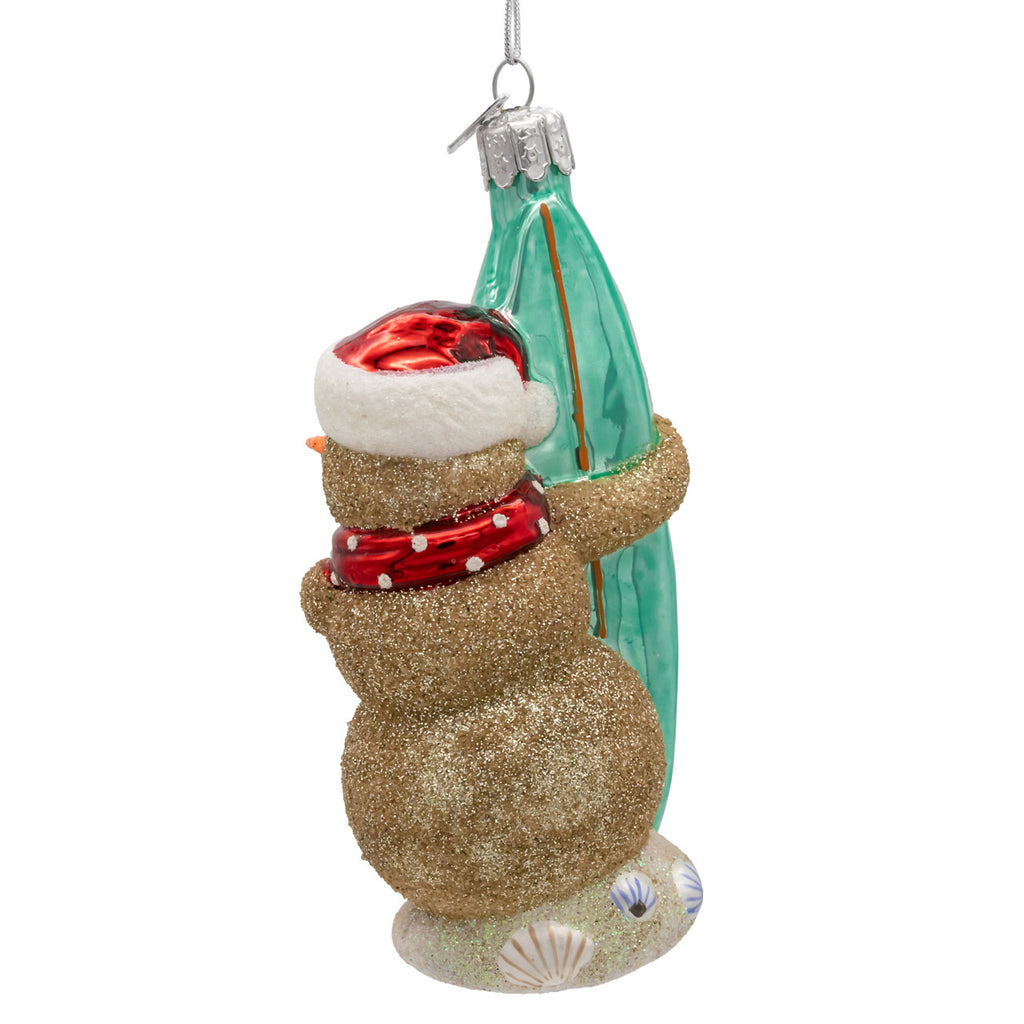 Noble Gems™ Glass Surf Snowman Ornament