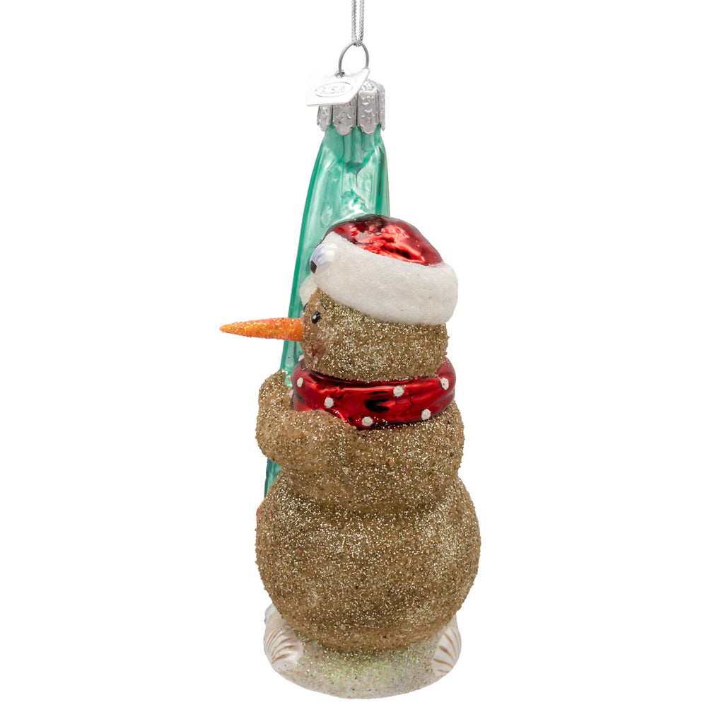Noble Gems™ Glass Surf Snowman Ornament