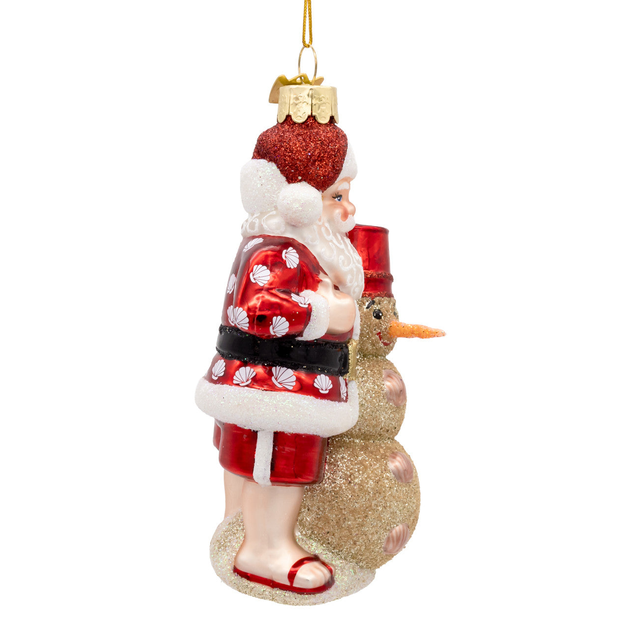 Noble Gems™ Glass Santa With Snowman Ornament