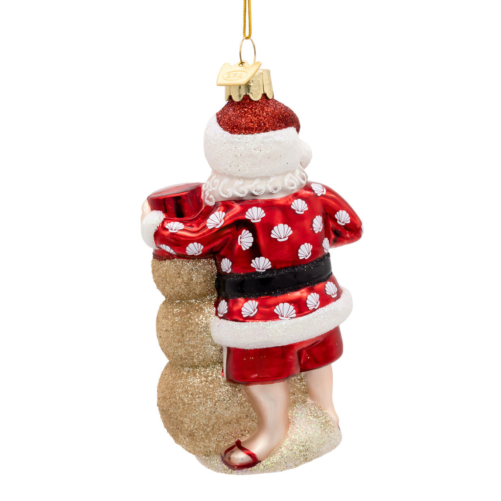 Noble Gems™ Glass Santa With Snowman Ornament