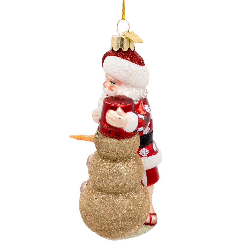 Noble Gems™ Glass Santa With Snowman Ornament