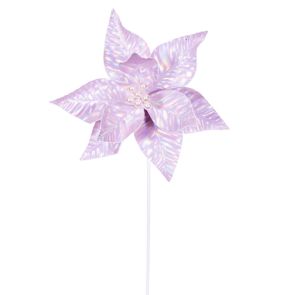 10" x 20" Pink Iridescent Poinsettia Stem