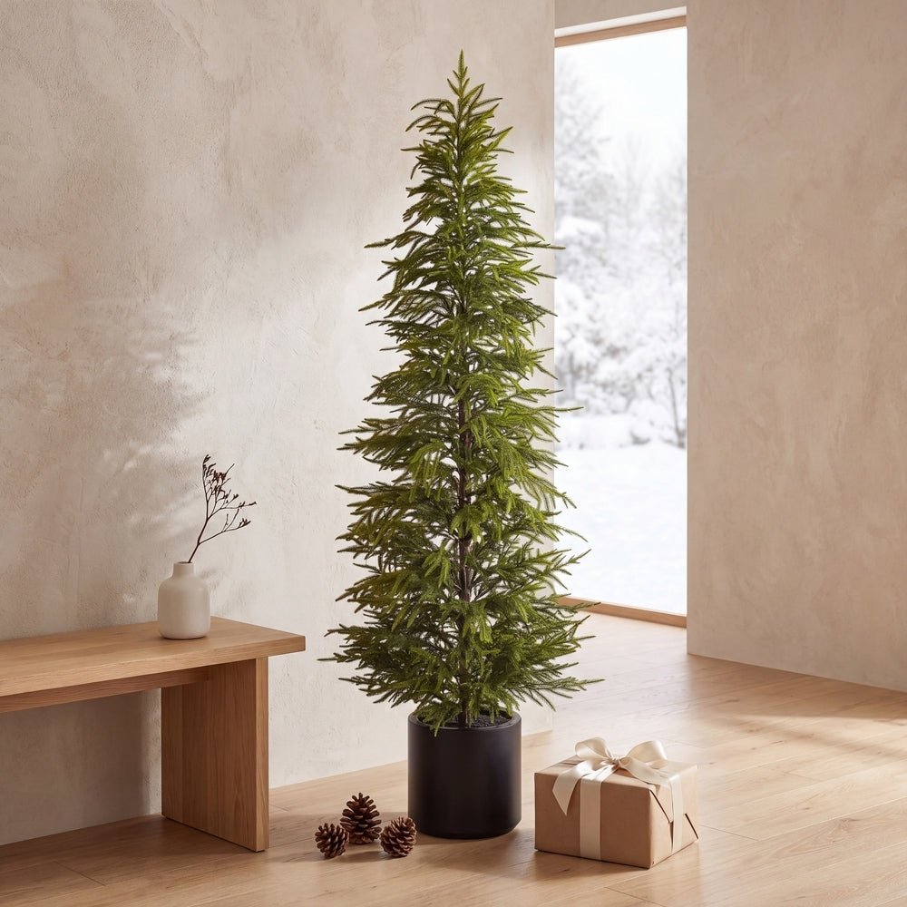 7' Green Norfolk Pine Potted Tree K/D