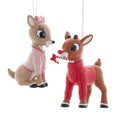 Rudolph The Red Nose Reindeer® Rudolph & Clarice Ornaments, 2 Assorted