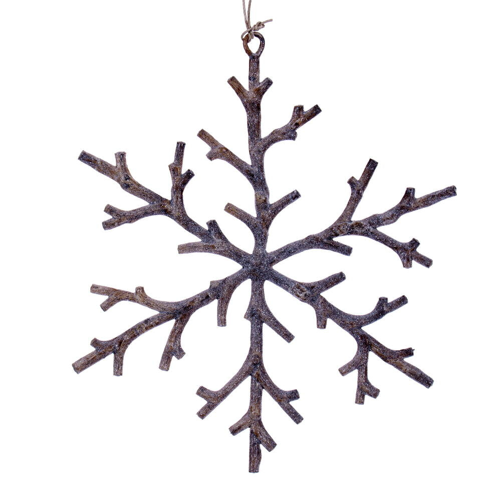 6" Frosted Beige Twig Snowflake Ornament.